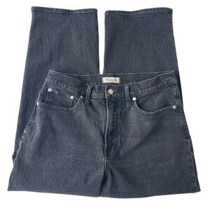 Madewell Black Washed Perfect Vintage Jeans Wide Leg 5 Pocket Woman's 31P Petite
